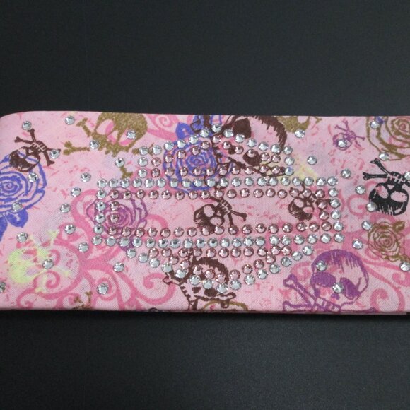 PINK Skull & Rose themed pastel  Bandana with Swarovski Crystals Blinged Out ! main image 4
